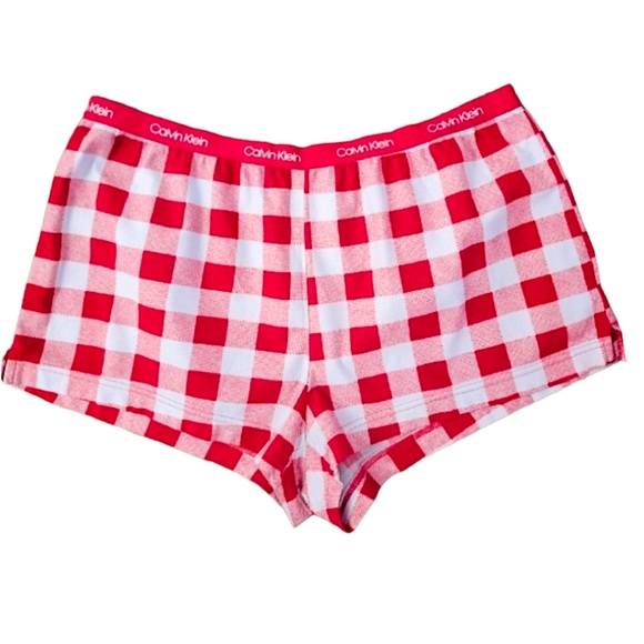 🔥EUC REALLY FREAKING CUTE CALVIN KLEIN PAJAMA SHORTS RED&WHITE W/CK LOGO!! - Picture 2 of 2